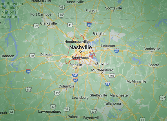 Tennessee Service Area Map